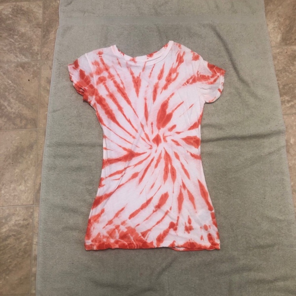 Eddie Bauer orange and White Tie-Dye Short Sleeve Tee
